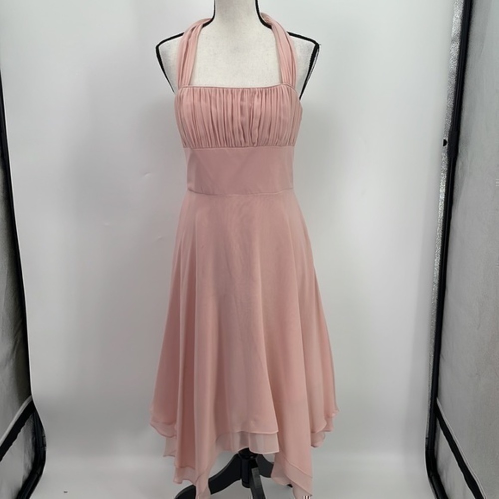 UEC Donna Rocco pink chiffon mid length dress size 6